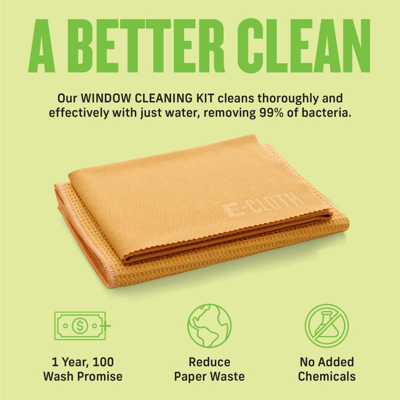 E-Cloth Microfiber Window Cleaning Cloth Kit - Glass Cleaning Cloth for Windows, Mirrors, Cars, Lenses, Eyeglasses, & More, Streak Free Clean, Machine Washable Reusable Towel - Tangerine Orange - Image 4